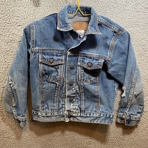 VTG Youth Size 10 Denim Jacket Distressed Holes